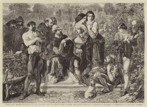 Scena, prato davanti al palazzo del Duca; Orlando sta per affrontare Carlo, il lottatore del Duca da Edmond Morin